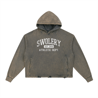 Vintage Washed Frayed-Hem Hoodie