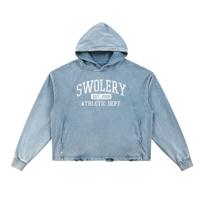 Vintage Washed Frayed-Hem Hoodie