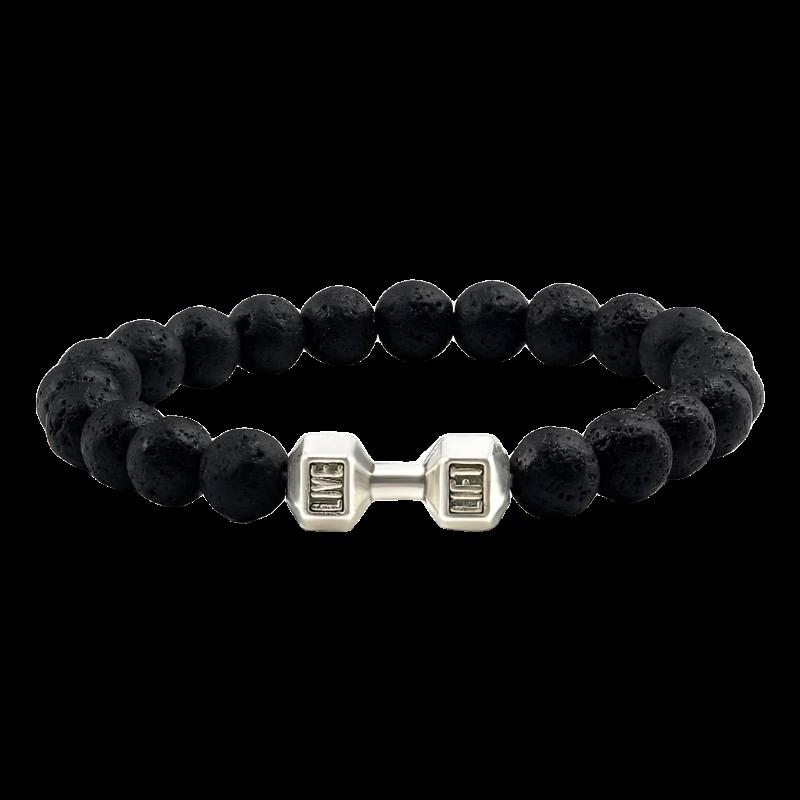 Gym Bro Lava Stone Bracelet - SWOLERY0Gym Bro JewelrySWOLERYBlack Lava Silver