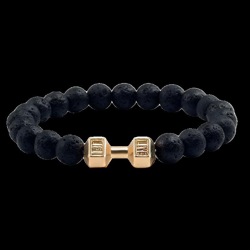 Gym Bro Lava Stone Bracelet - SWOLERY0Gym Bro JewelrySWOLERYBlack Lava Gold