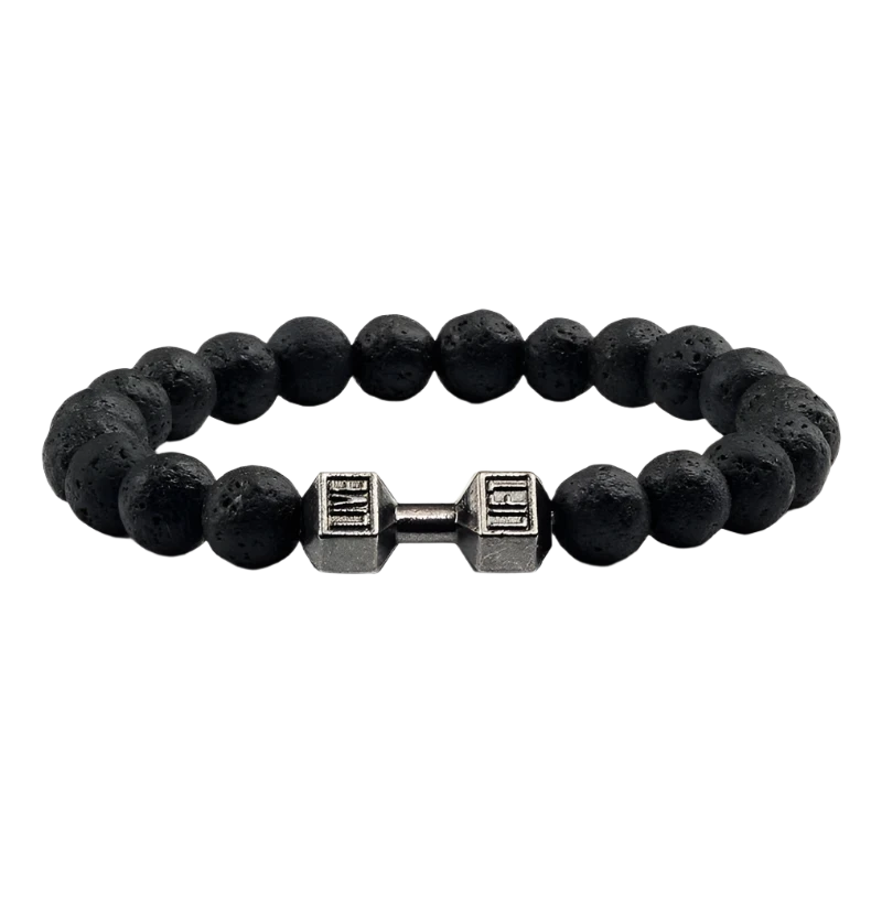 Gym Bro Lava Stone Bracelet - SWOLERY0Gym Bro JewelrySWOLERYBlack Lava Gun Metal