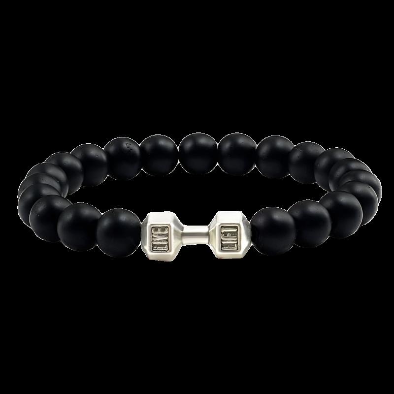 Gym Bro Lava Stone Bracelet - SWOLERY0Gym Bro JewelrySWOLERYBlack Matte Silver