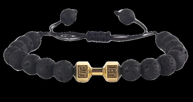 GYM RAT BRACELET - SWOLERYSWOLERYSWOLERYLava Stone/ Gold