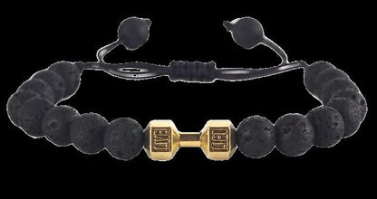 GYM RAT BRACELET - SWOLERYSWOLERYSWOLERYLava Stone/ Gold