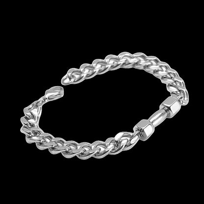 Stainless Steel Cuban Link Dumbbell Bracelet - SWOLERYBraceletMy StoreSWOLERYBlack