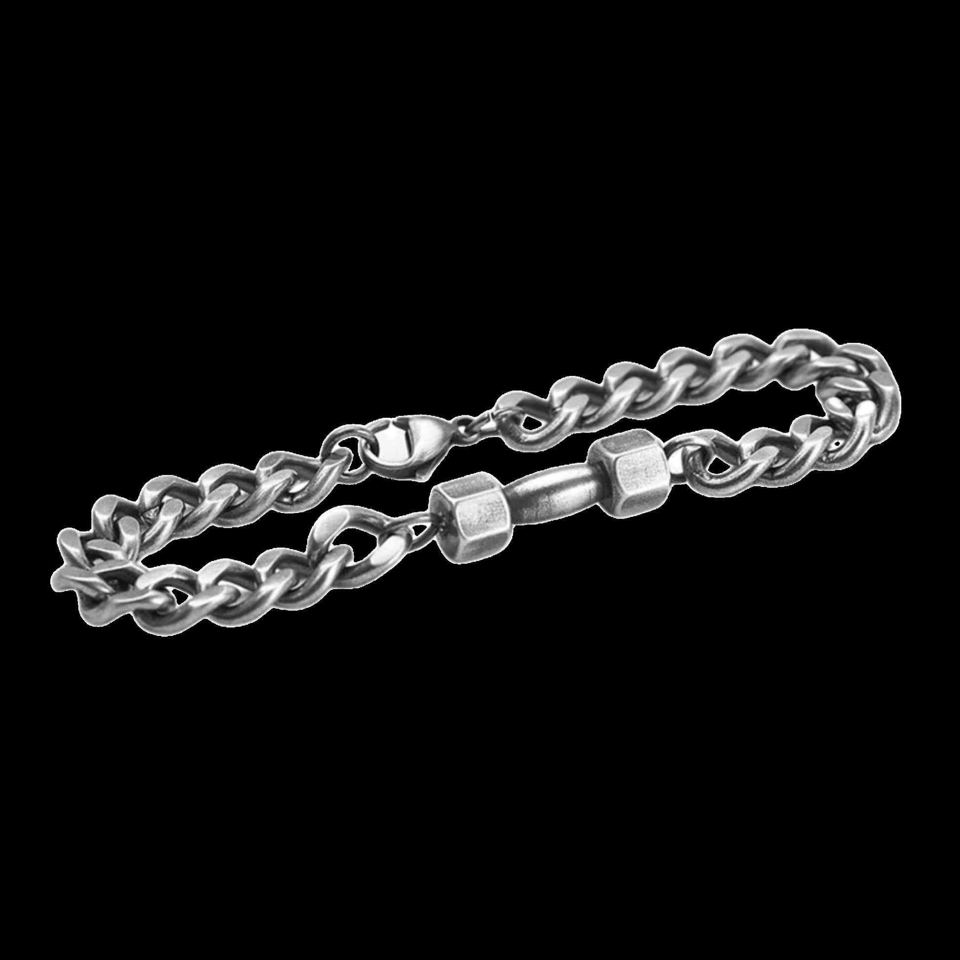 Stainless Steel Cuban Link Dumbbell Bracelet - SWOLERYBraceletMy StoreSWOLERYBlack