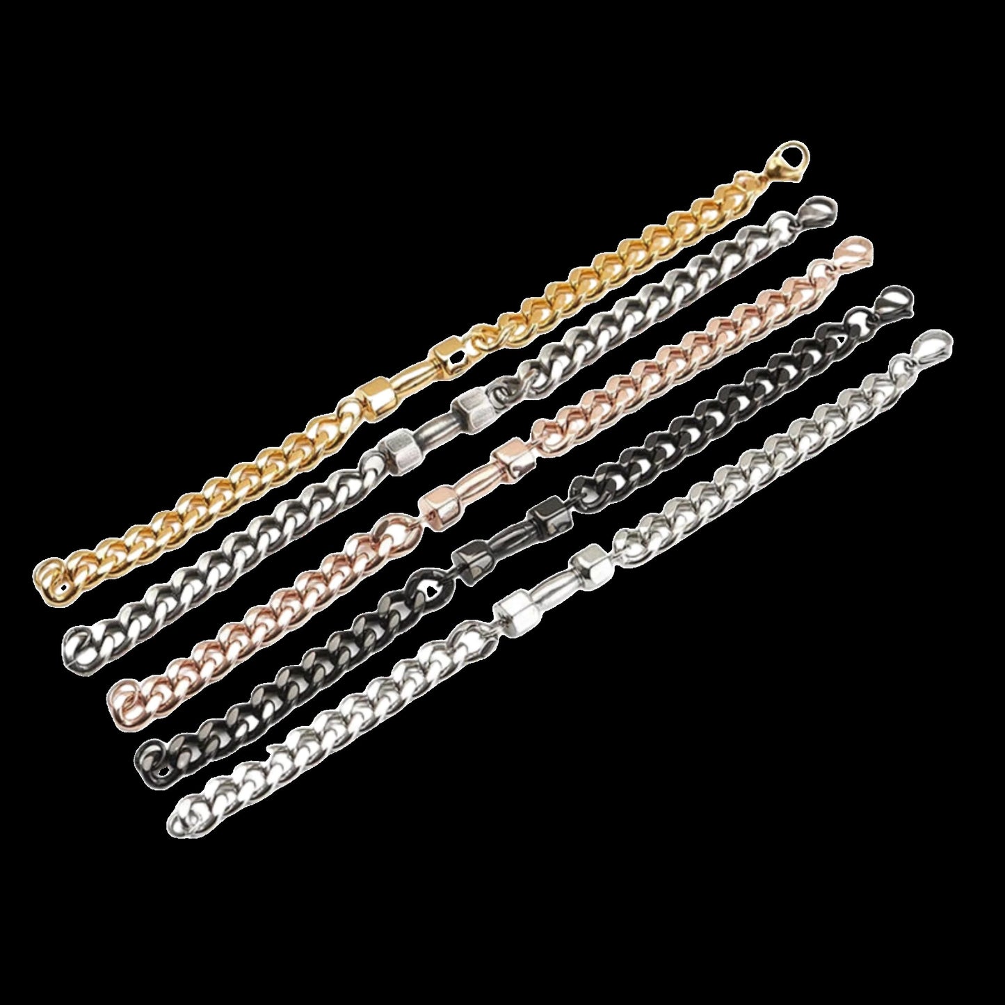 Stainless Steel Cuban Link Dumbbell Bracelet - SWOLERYBraceletMy StoreSWOLERYBlack