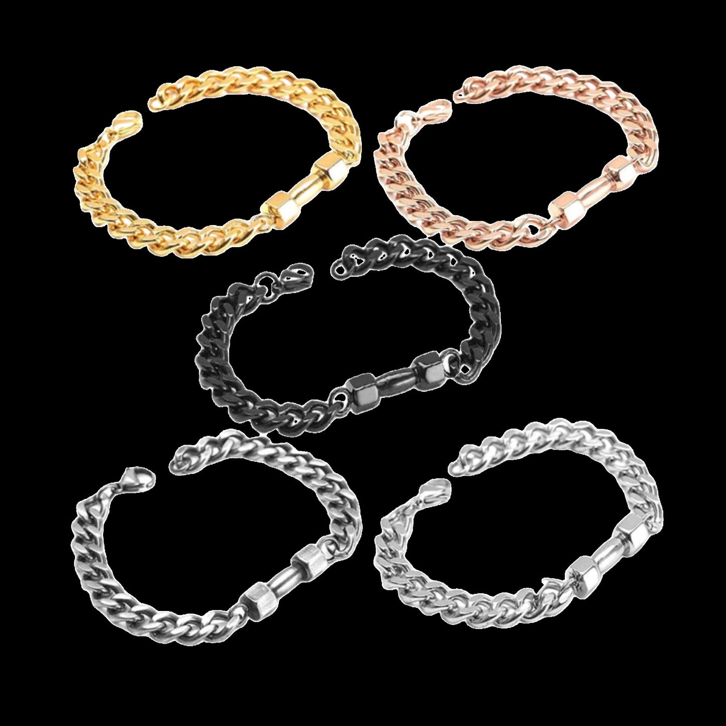 Stainless Steel Cuban Link Dumbbell Bracelet - SWOLERYBraceletMy StoreSWOLERYBlack